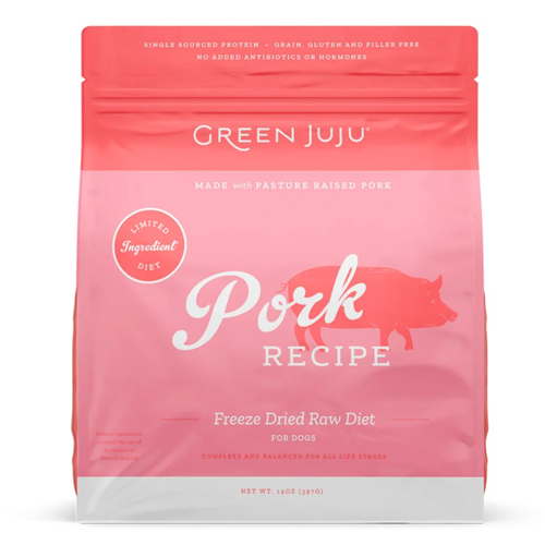 Green Juju Dog Freeze Dried Raw Pork 14 oz