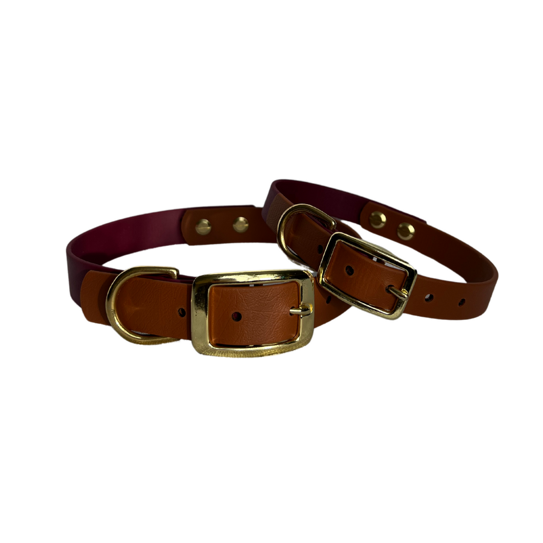 Moss Dog Two Tone Collar - Mulled Wine