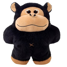 Load image into Gallery viewer, Black gorilla with big eyes and beige accents plush dog toy