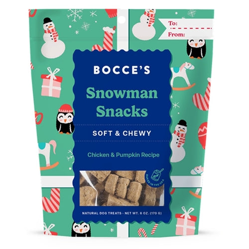 Bocce's Dog Holiday Soft & Chewy Snowman Snacks 6 oz