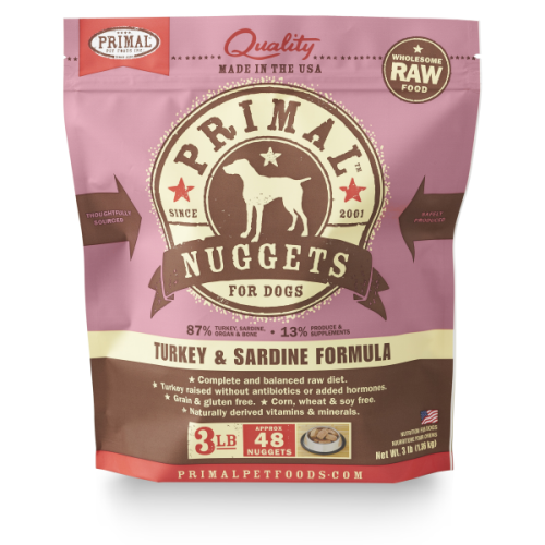 Primal Dog Raw Turkey Sardine Nuggets 3lb