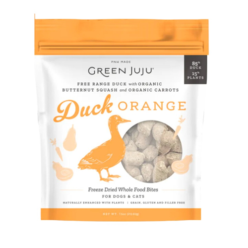 Green Juju Dog/Cat Freeze Dried Whole Food Bites Duck Orange - 7.5oz