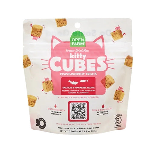 Open Farm Cat Treats Kitty Cubes Salmon & Mackerel 1.5oz
