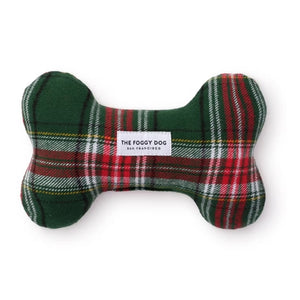 Foggy Dog Holly Jolly Plaid Holiday Flannel Dog Squeaky Toy