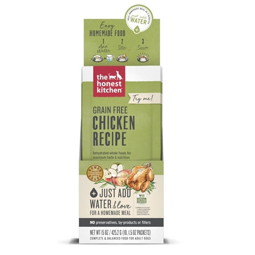 Honest Kitchen Dog Dehydrated Grain Free Chicken Single Serve 10x1.5oz