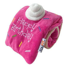 Load image into Gallery viewer, Pink plush toy with &#39;Happy Birthday&#39; text and a white ball on top, featuring the brand &#39;fourFit&#39;.
