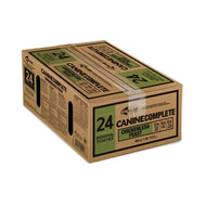 Frozen 24 lb box of Iron Will Raw Chickenless Feast for dogs.