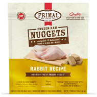 A bag of Primal Frozen Raw Rabbit Nuggets for dogs with food sensitivities.