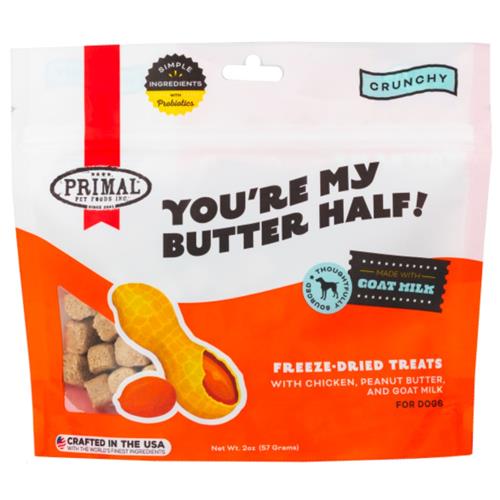 Primal Dog Treats You're My Butter Half Chicken & Peanut Butter with Goat Milk 2oz