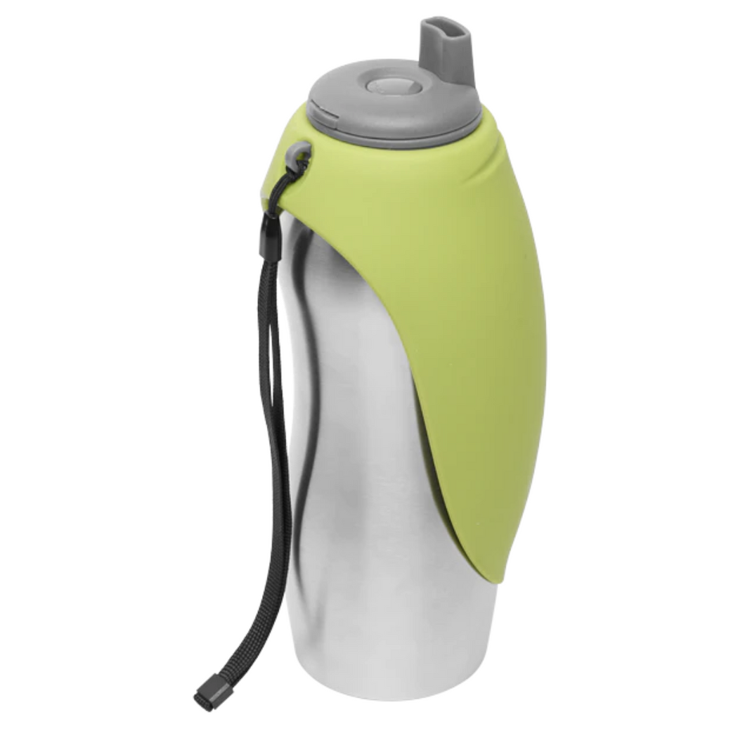 Messy Mutts - Stainless Steel Travel Water Bottle with Silicone Flip Up Bowl