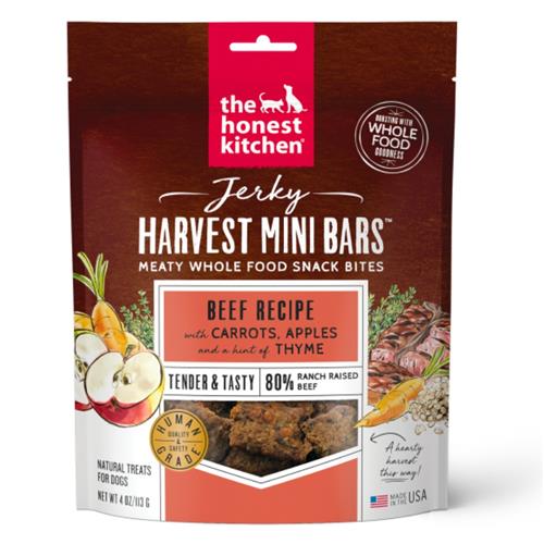 Honest Kitchen Dog Jerky Harvest Mini Bars Beef w/ Carrots & Apples 4 oz