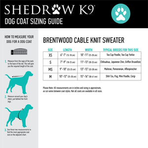 Shedrow K9 Brentwood Cable Knit Dog Sweater Tan Size MS