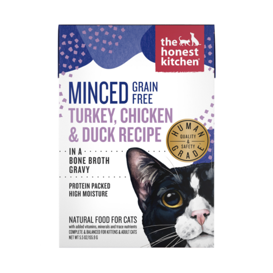 Honest Kitchen Cat Minced Turkey Chicken & Duck in Bone Broth 5.5oz