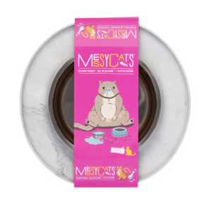 Messy Mutts - Single Silicone Feeder with Stainless Saucer Shaped Bowl, 1.75 Cups, Marble