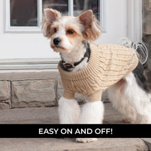 Load image into Gallery viewer, Shedrow K9 Brentwood Cable Knit Dog Sweater Tan Size MS