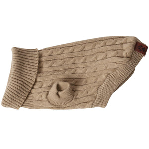 Shedrow K9 Brentwood Cable Knit Dog Sweater Tan Size MS